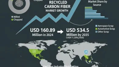 世界のリサイクル炭素繊維市場は、2024年の1億6,089万米ドルから2035年には5億3,450万米ドルに拡大し、年平均成長率（CAGR）11.55%で成長すると予測されています。航空宇宙、自動車など、様々な分野における市場動向、主要セグメント、業界インサイトをご覧ください。
